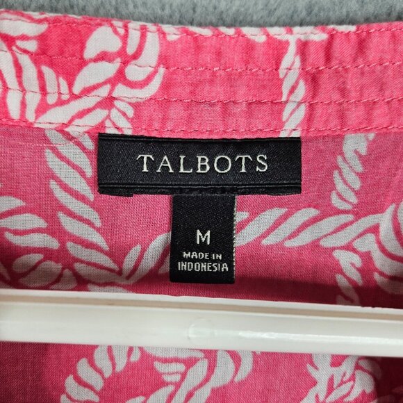 Share Talbots Women’s Size M Pink White Rope Printed V-neck 3/4 Sleeve Blouse - Picture 4 of 6